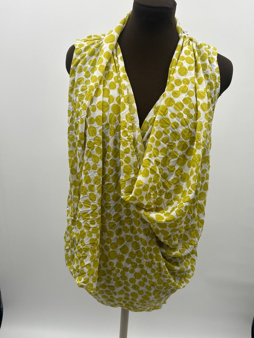 Chalet et Ceci Convertible Vest Top Med Polka Dot Draped Multi-Way Boho Artsy